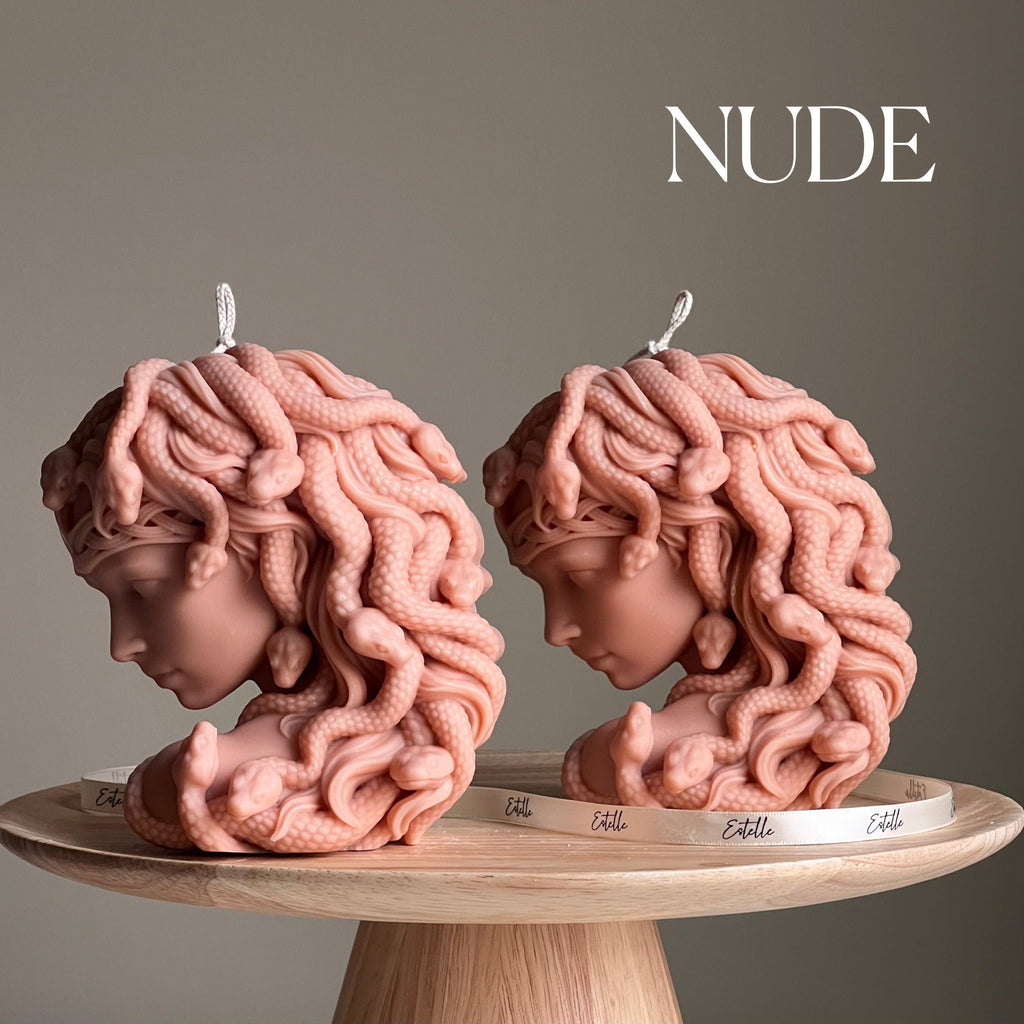Medusa Soy Wax Candle: Sculptural Woman Head Statue Candle