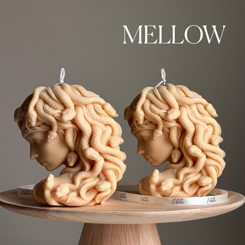 Medusa Soy Wax Candle: Sculptural Woman Head Statue Candle