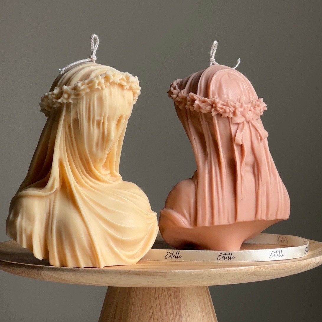 Veiled Lady Soy Wax Candle | Woman Bust Statue Candle