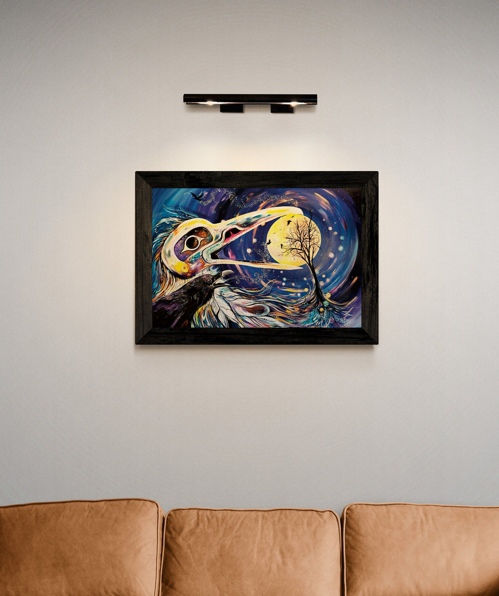 Raven Moon par Carla Joseph, estampe d'art autochtone, Premières Nations, Amérindiens, Cris, Métis, œuvre encadrée