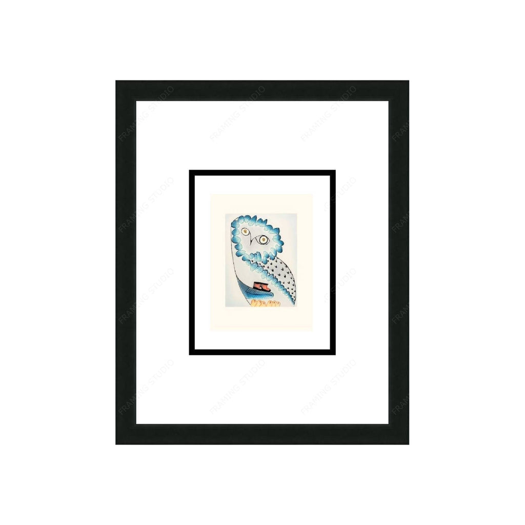 L'héritage du hibou par Ningiukulu Teevee, carte d'art inuit, carte d'art encadrée