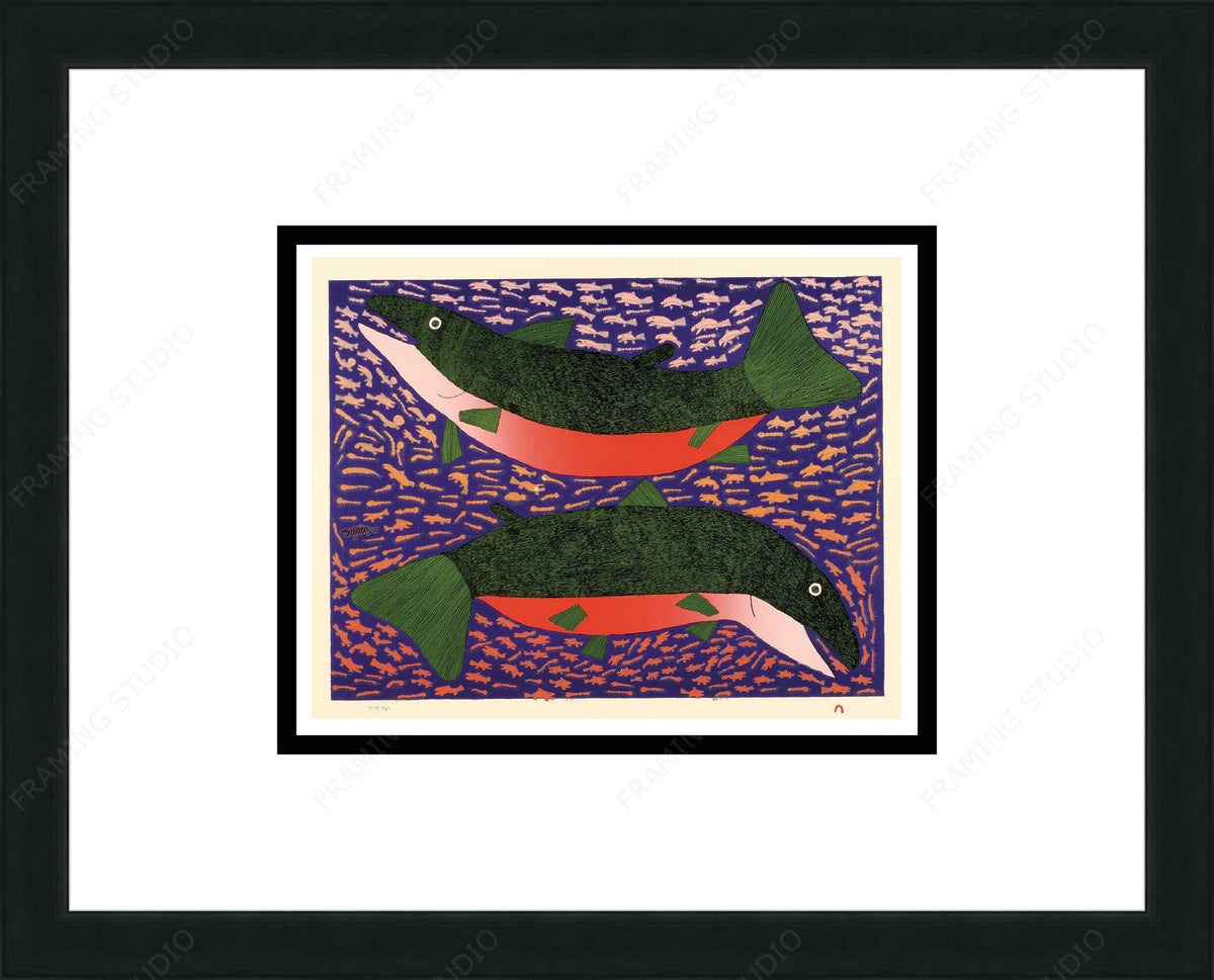 Bountiful Sea by Pitseolak Niviaqsi, Inuit Art Card, Framed Art Card