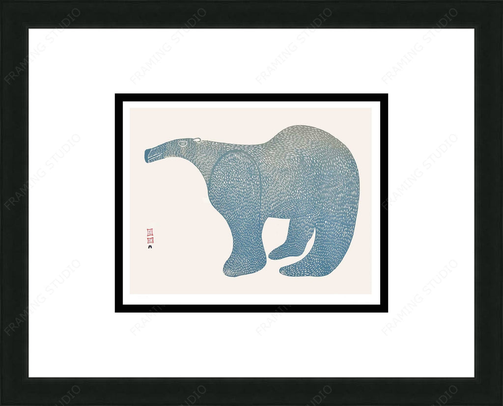 Grand ours, 1961 par Lucy Qinnuayuak, carte d'art inuit, carte d'art encadrée