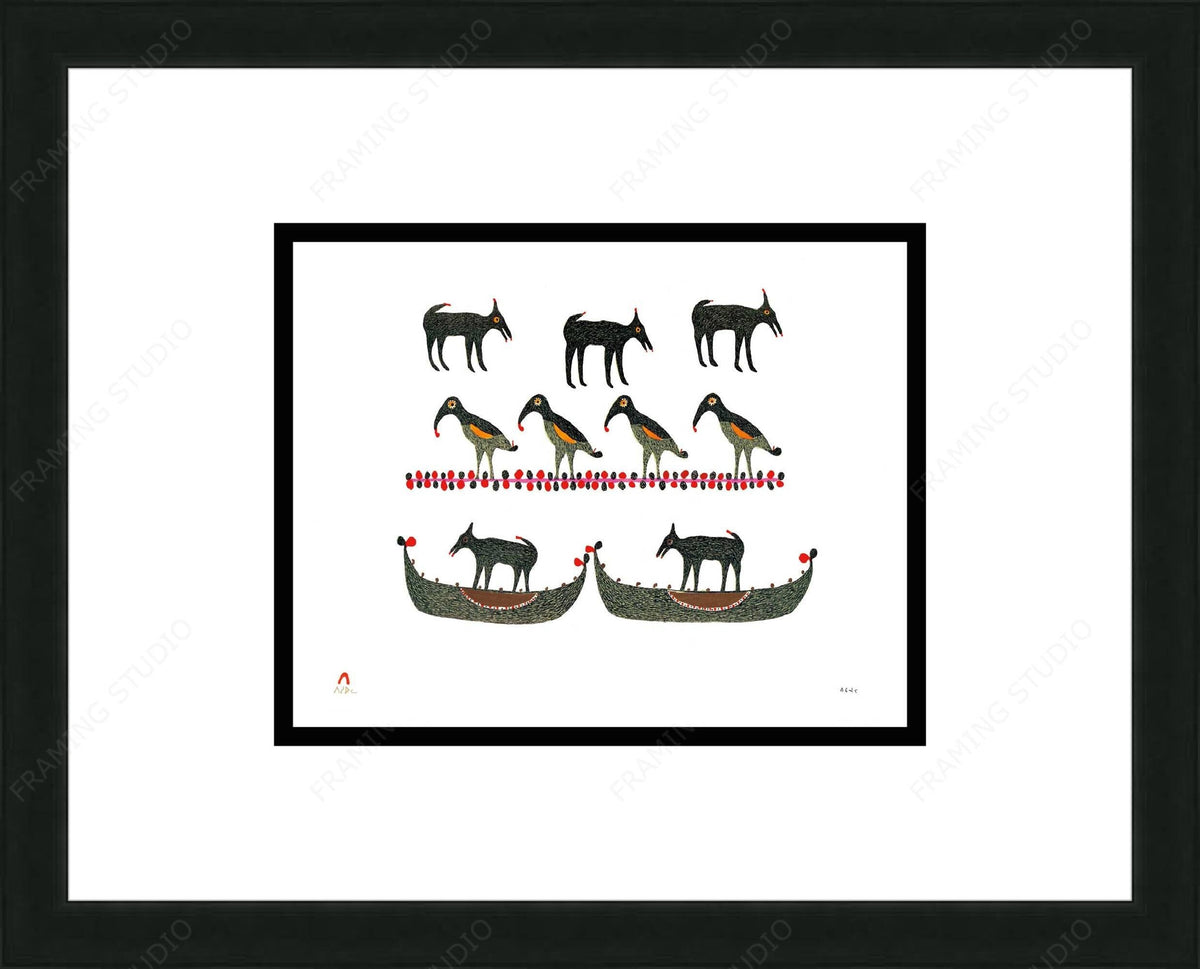 Springtime, 1978 by Ikayukta Tunnillie,  Inuit Art Card, Framed Art Card