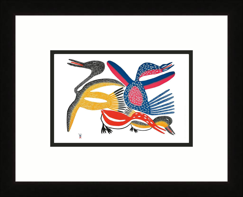 Meelia's Birds, 2006 par Meelia Kelly, carte d'art inuite, carte d'art encadrée