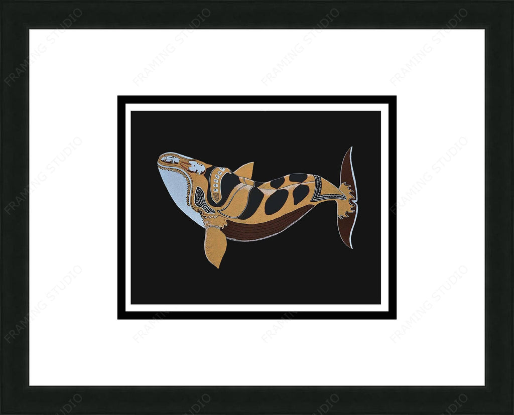 Baleine tatouée, 2016 par Tim Pitsiulak, carte d'art inuit, carte d'art encadrée