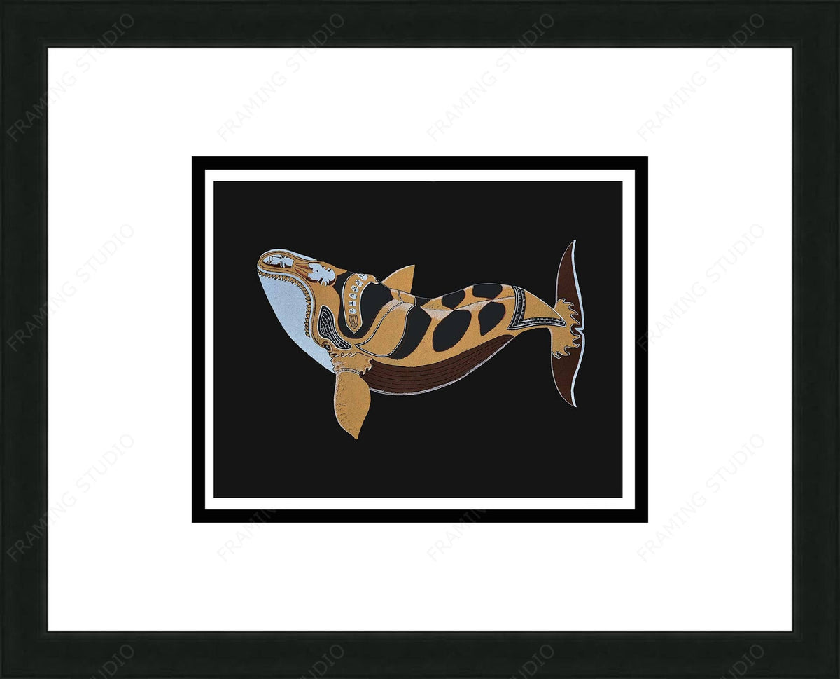 Baleine tatouée, 2016 par Tim Pitsiulak, carte d'art inuit, carte d'art encadrée
