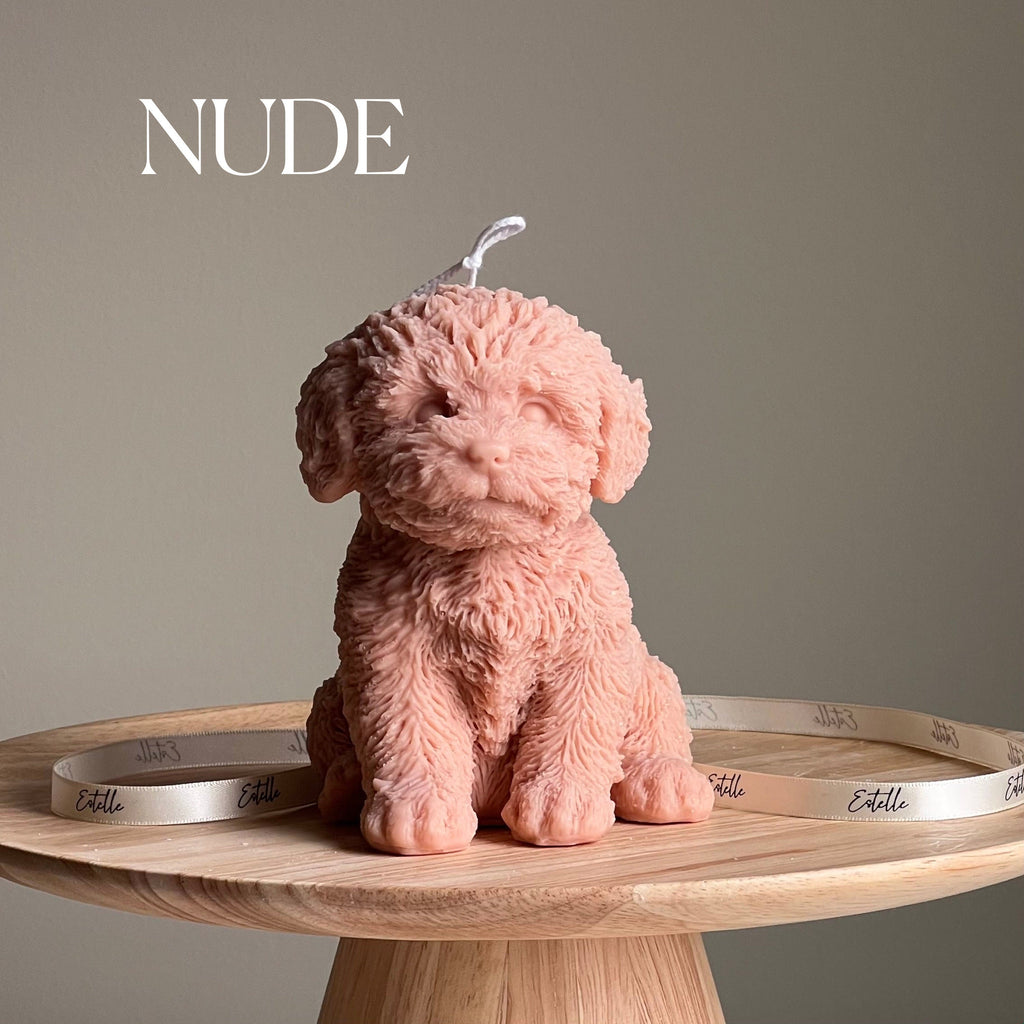 Handmade Puppy Soy Wax Candle: Sculptural Home Decor Gift
