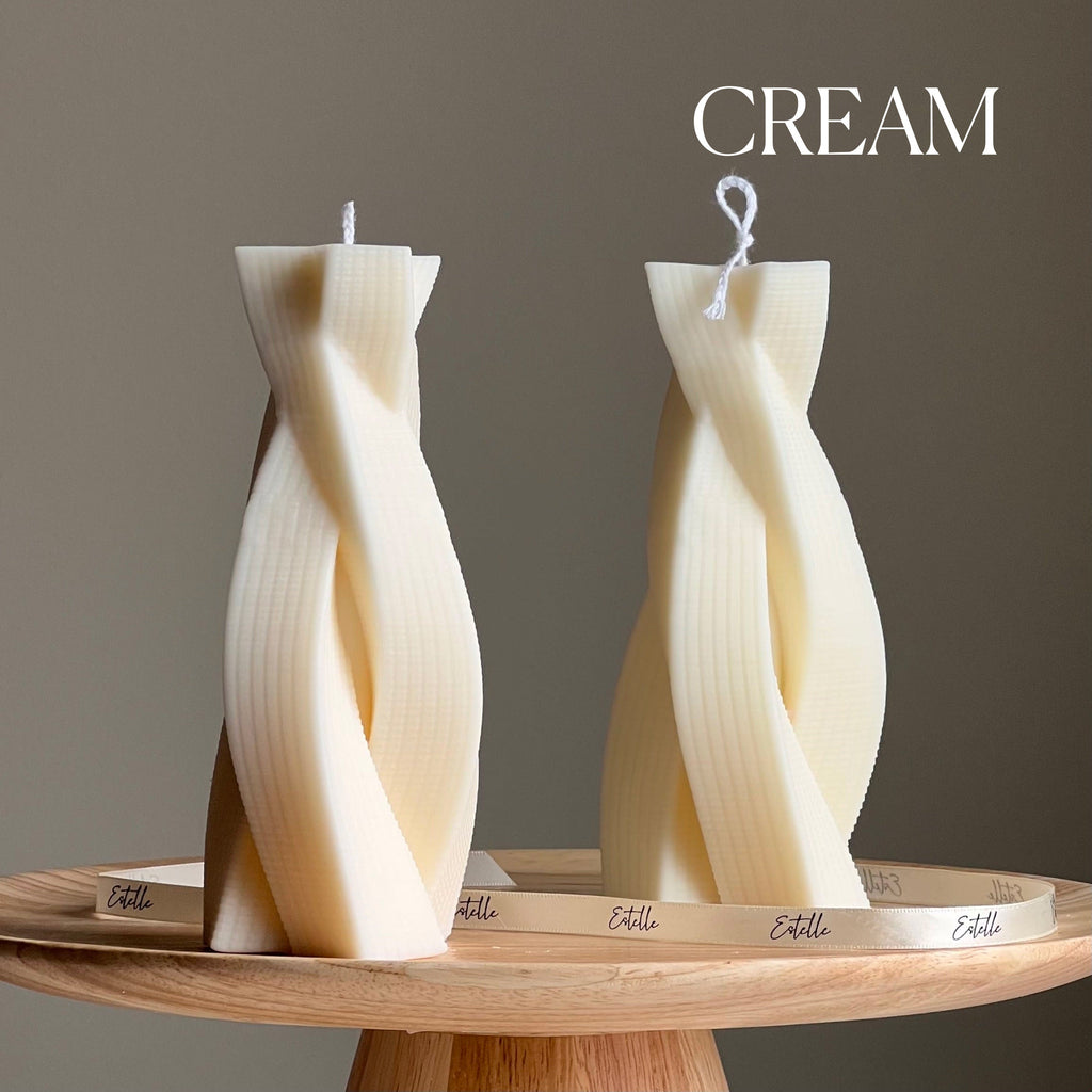 Twisted Rope Soy Pillar Candle: Sculptural Home Decor