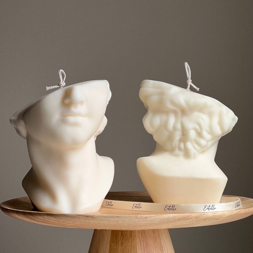 David's Face Soy Wax Candle: Greek Statue Bust Candle