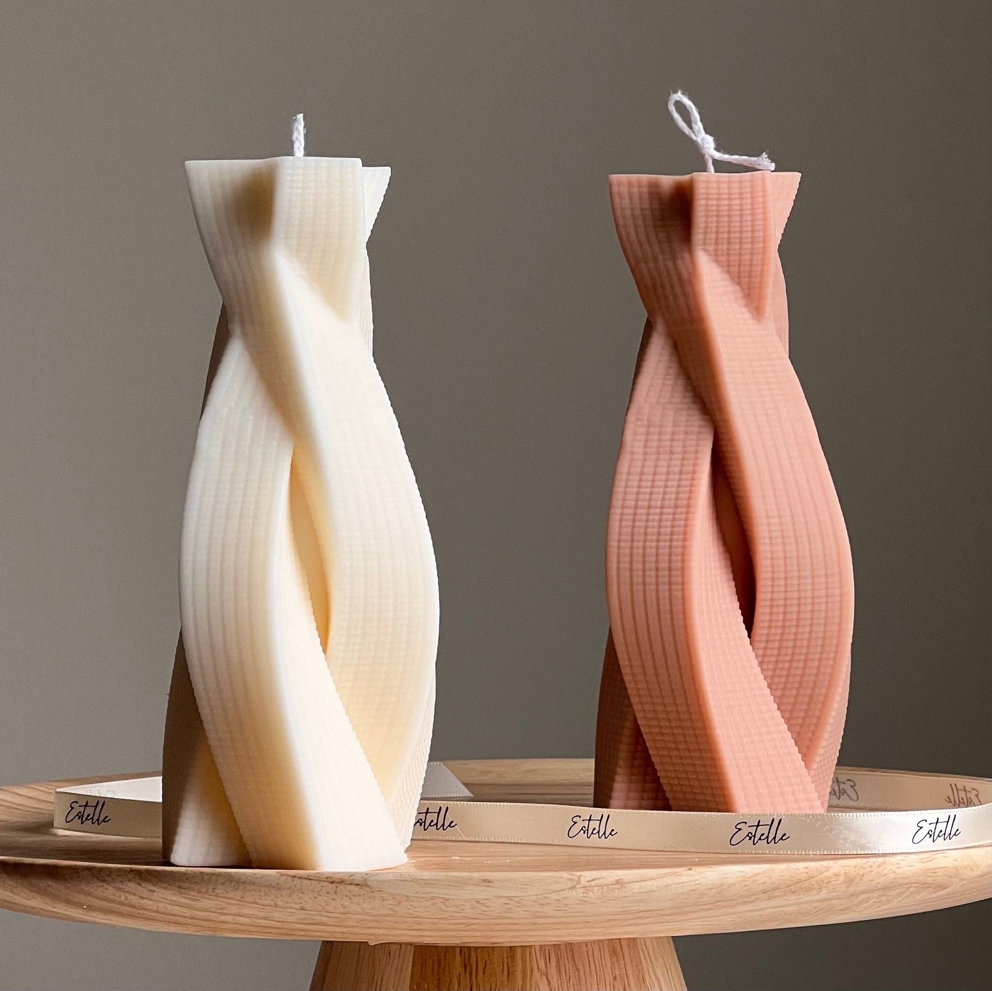 Twisted Rope Soy Pillar Candle: Sculptural Home Decor