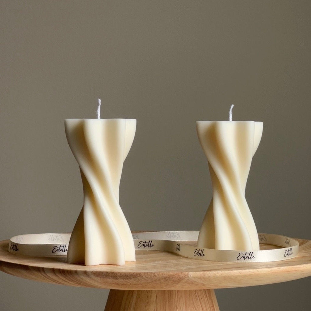 Handmade Wavy Soy Wax Pillar Candle | Home Decor