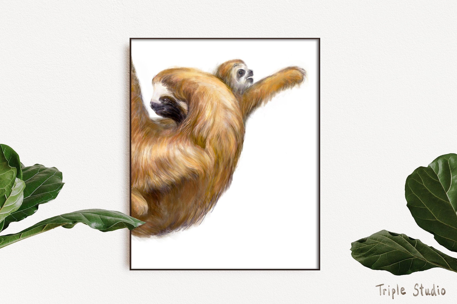 Illustration de bébé paresseux et sa maman