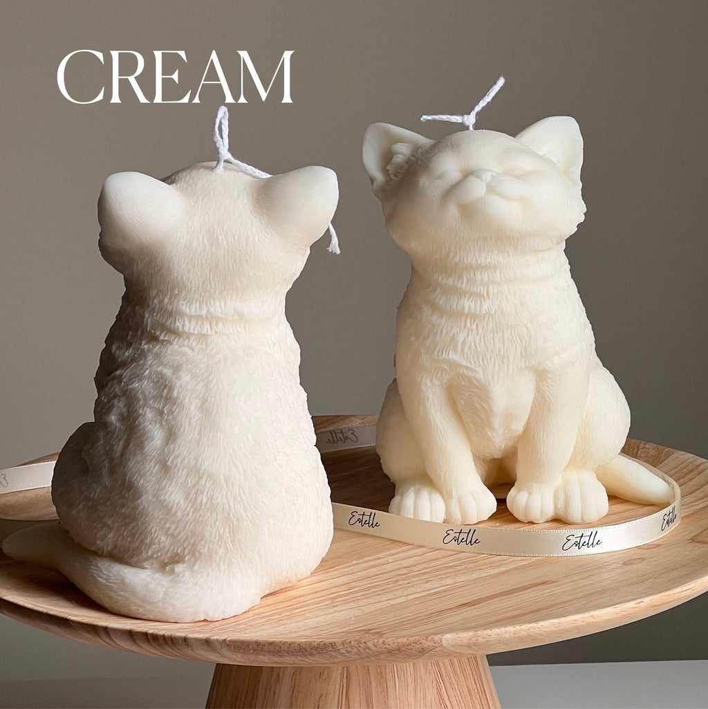 Handmade Soy Wax Cat Candle: Sculptural Animal Candle Gift