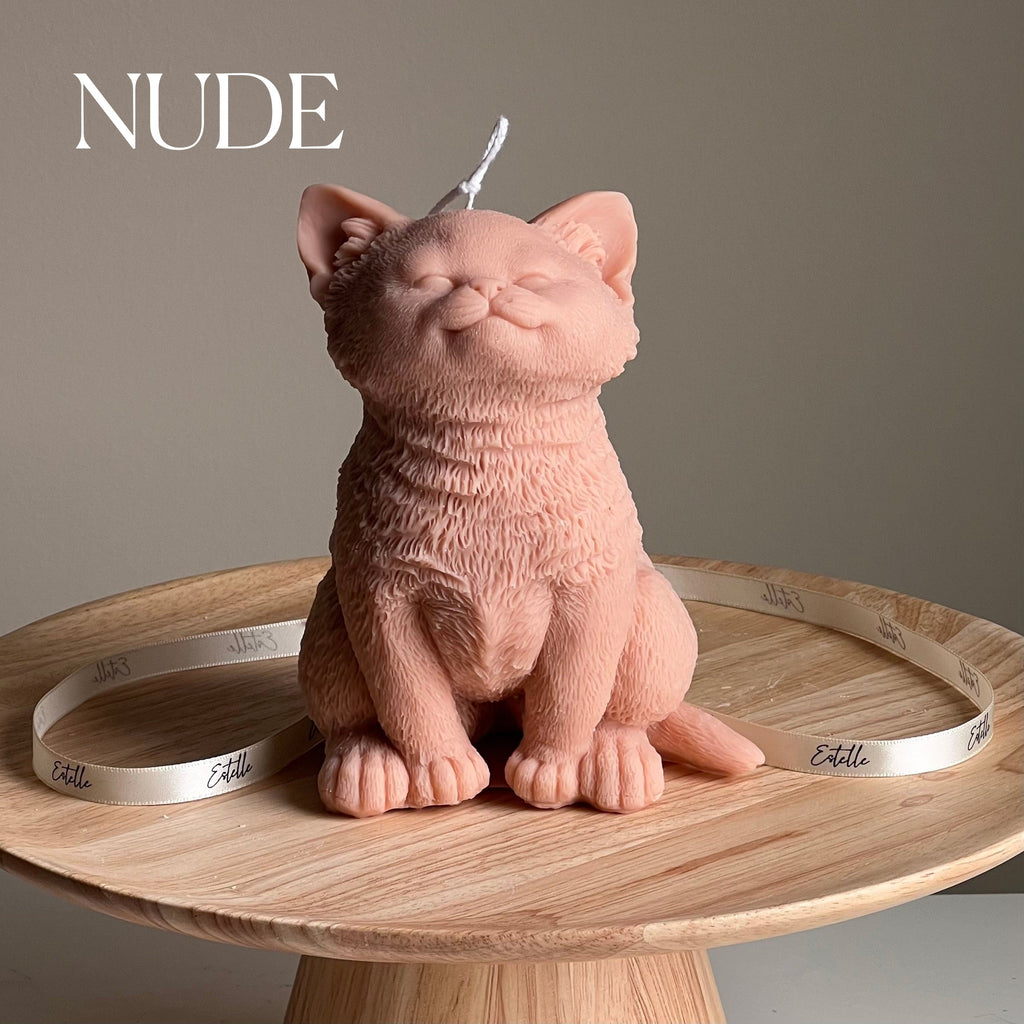 Handmade Soy Wax Cat Candle: Sculptural Animal Candle Gift