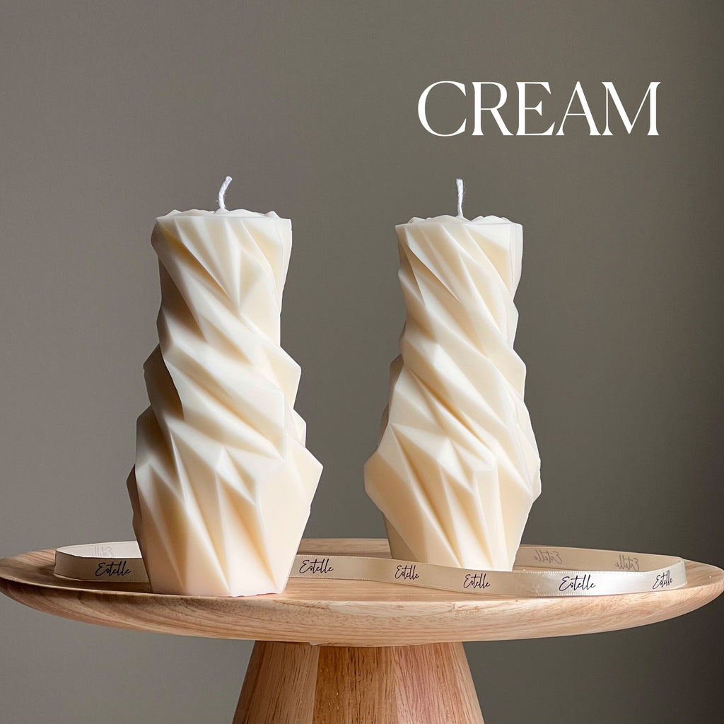 Diamond Soy Pillar Candle: Sculptural Home Decor