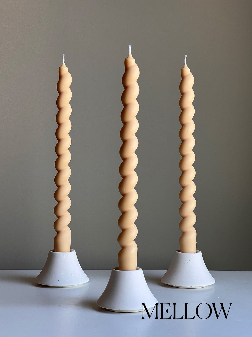 Tall Twisted Soy Wax Taper Candle: Handmade Pastel Decor
