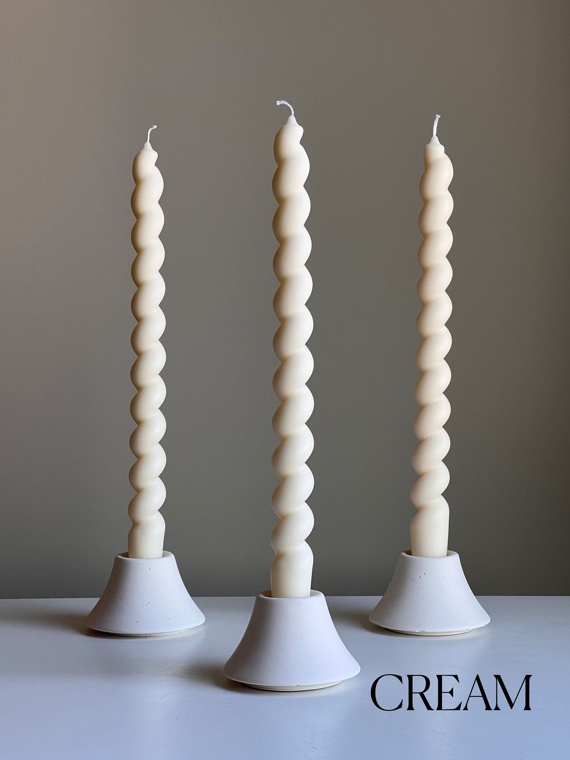 Tall Twisted Soy Wax Taper Candle: Handmade Pastel Decor