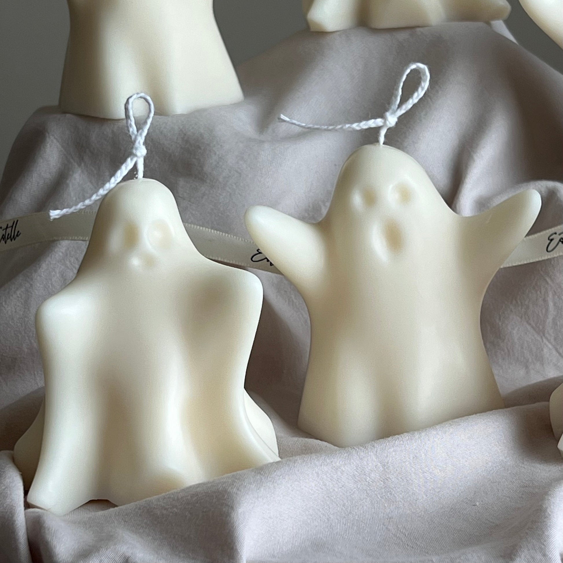 Handmade Halloween Ghost Candle: Sculptural Soy Wax Decor