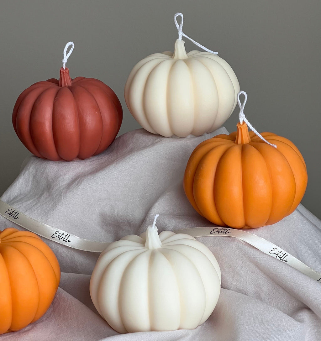 Large Pumpkin Candle: Hand-Poured Soy Wax, Autumn Decor