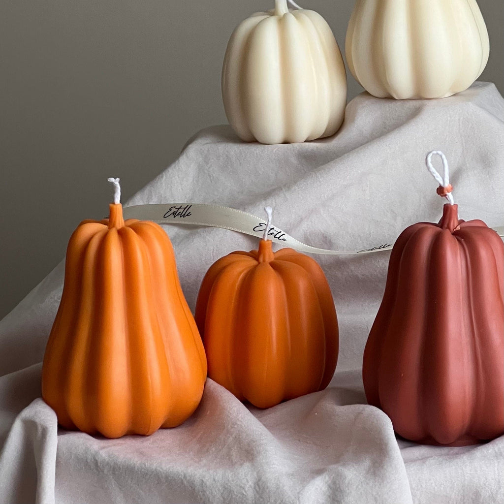 Handmade Autumn Pumpkin Soy Wax Candle Set: Spooky Home Decor