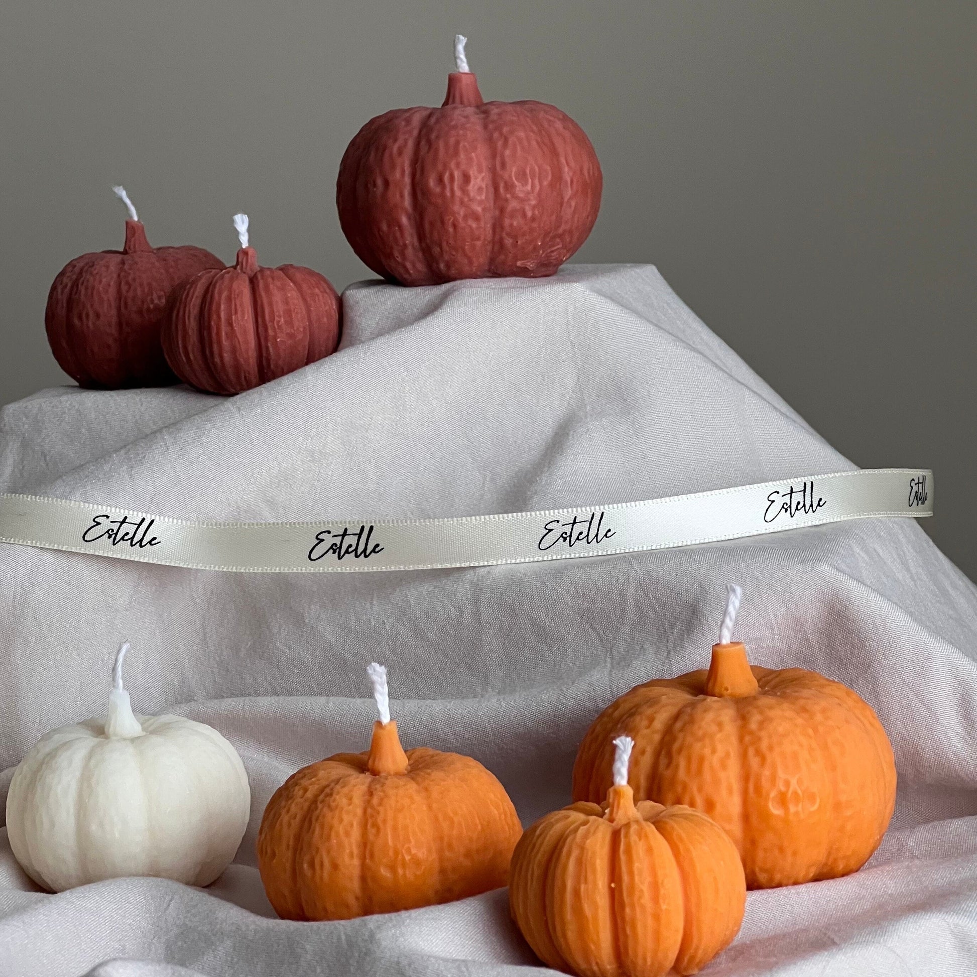 Handmade Pumpkin Soy Wax Candle Set: Autumn Decor