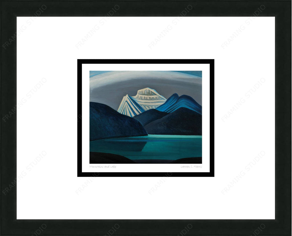 Montagne et lac par Lawren S. Harris, carte d'art Groupe des Sept, carte d'art encadrée