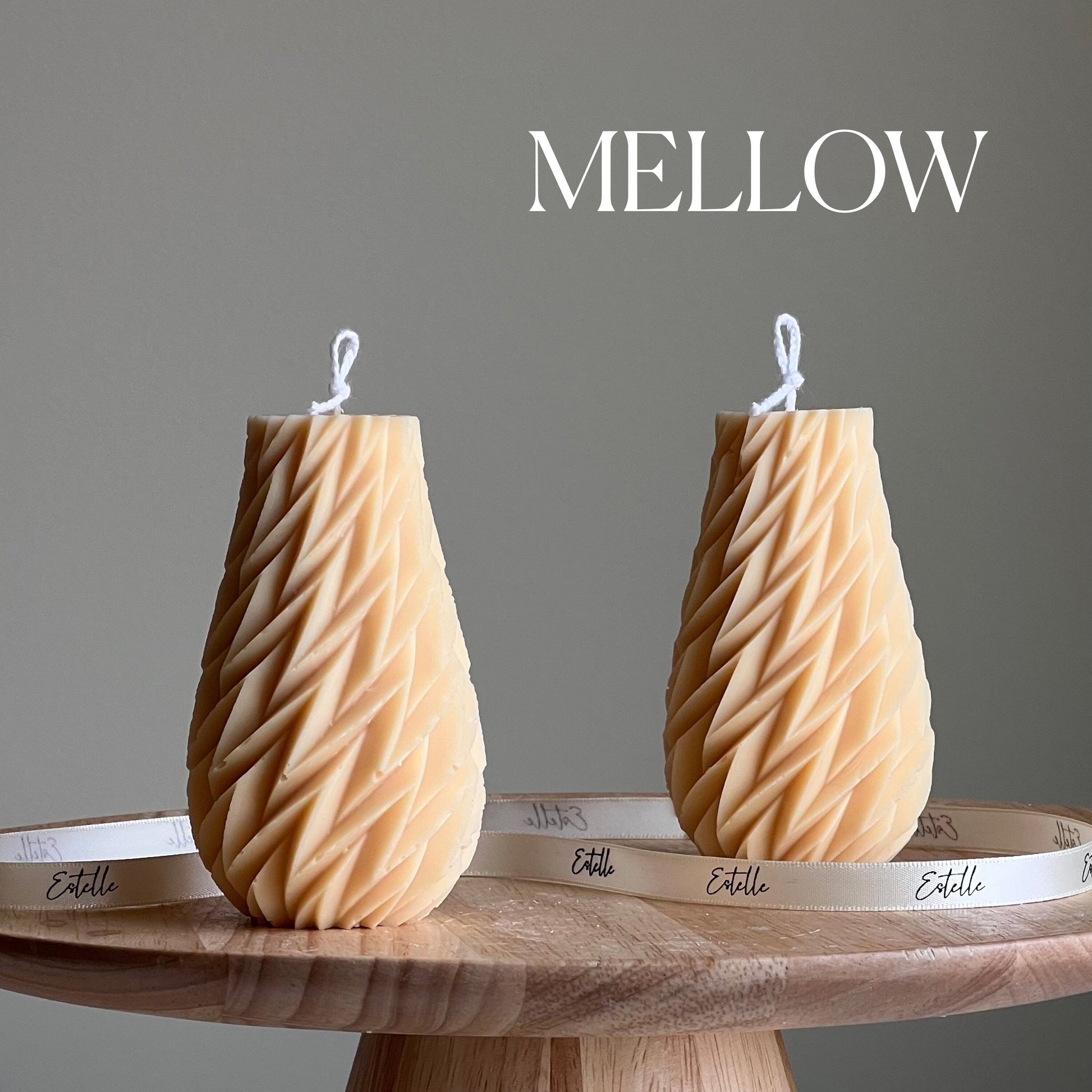 Geometric Wavy Soy Pillar Candle: Minimalist Home Decor