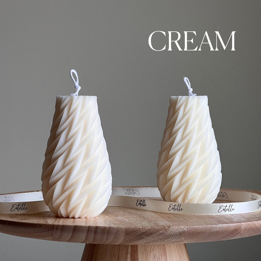Geometric Wavy Soy Pillar Candle: Minimalist Home Decor