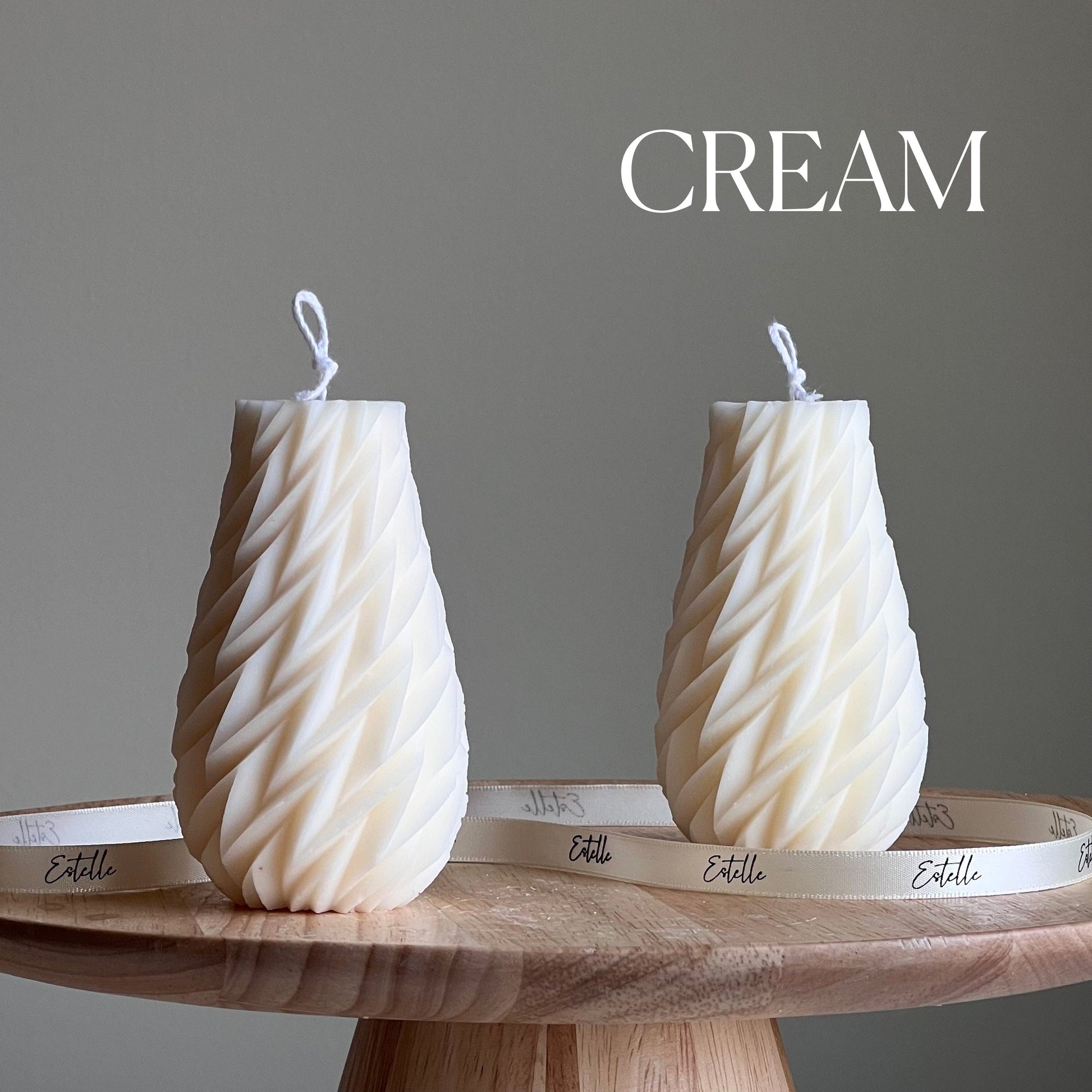 Geometric Wavy Soy Pillar Candle: Minimalist Home Decor