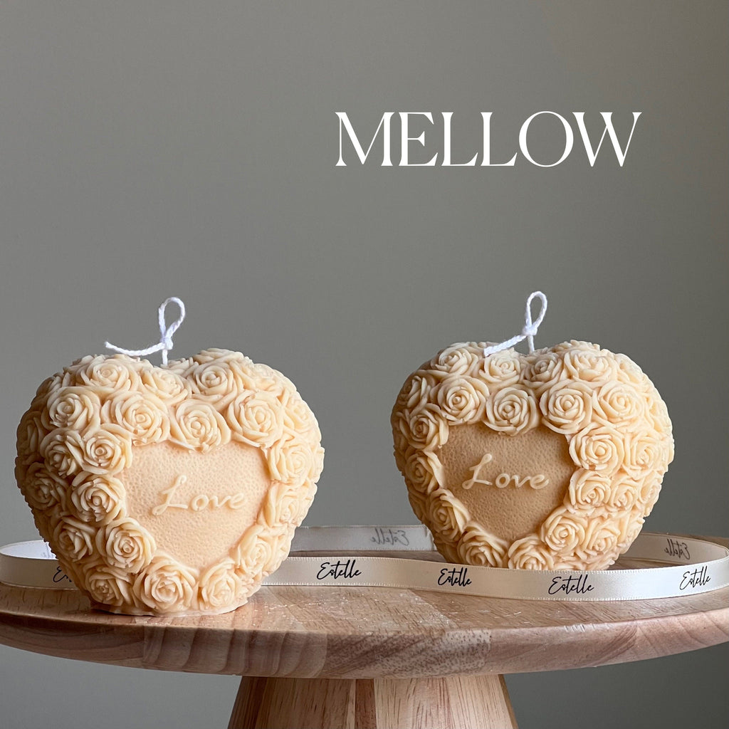 Love Heart Soy Wax Candle: Sculptural Flower Pillar, Custom Scent