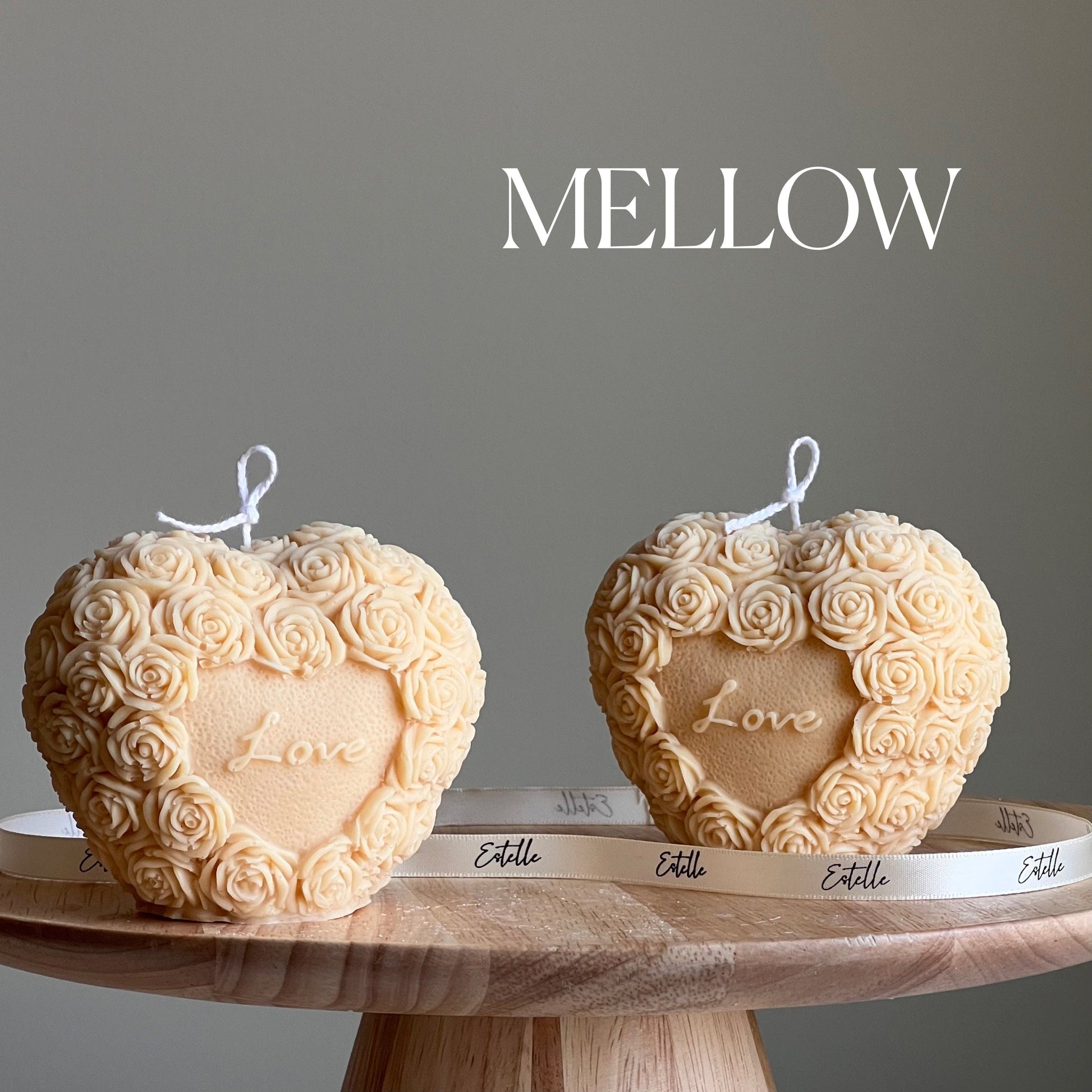 Love Heart Soy Wax Candle: Sculptural Flower Pillar, Custom Scent