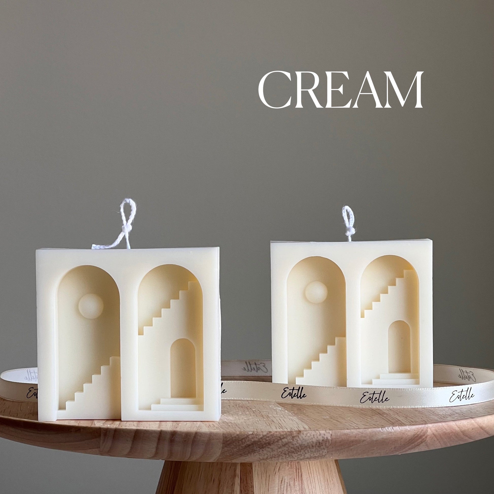 Santorini Soy Candle: Sculptural Pillar, Minimalist Home Decor