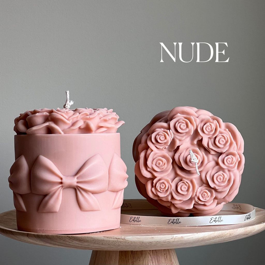 Big Rose Basket Candle | Hand Poured Soy Wax Pillar Candle
