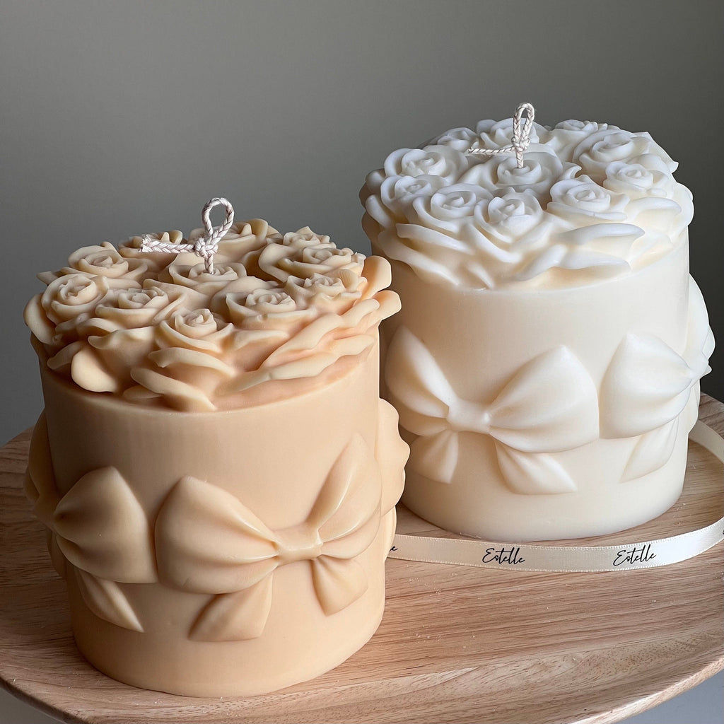 Big Rose Basket Candle | Hand Poured Soy Wax Pillar Candle