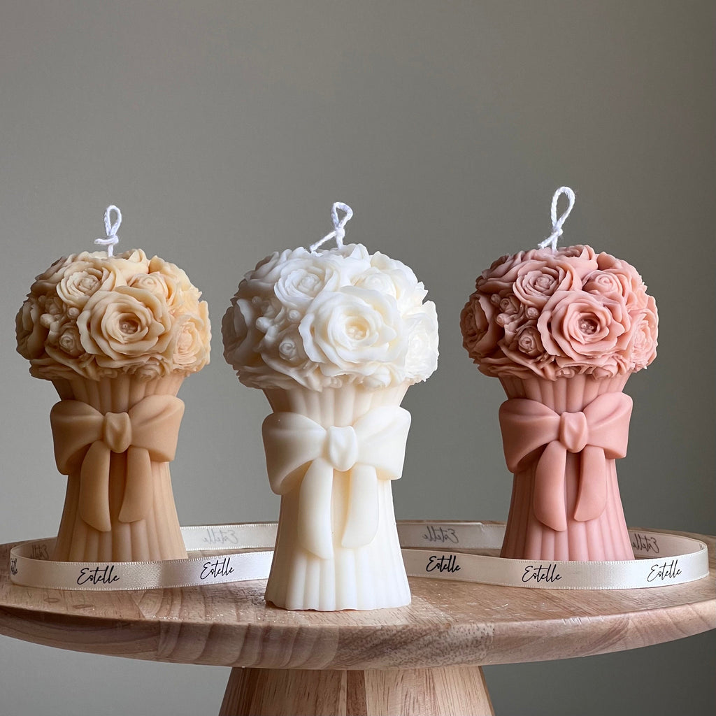 Sculptural Flower Bouquet Candle | Soy Wax Pillar Candle