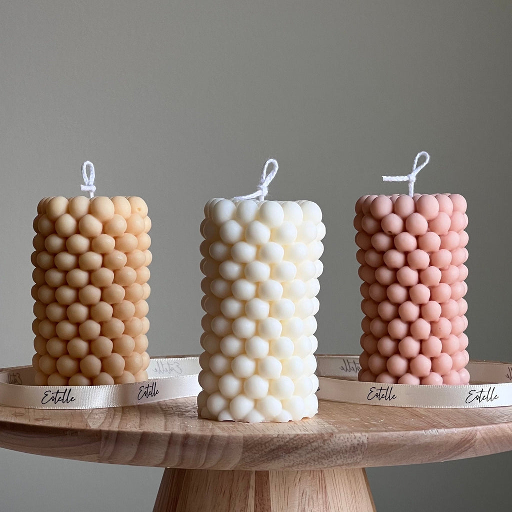 Bubble Soy Wax Pillar Candle: Geometric Home Decor