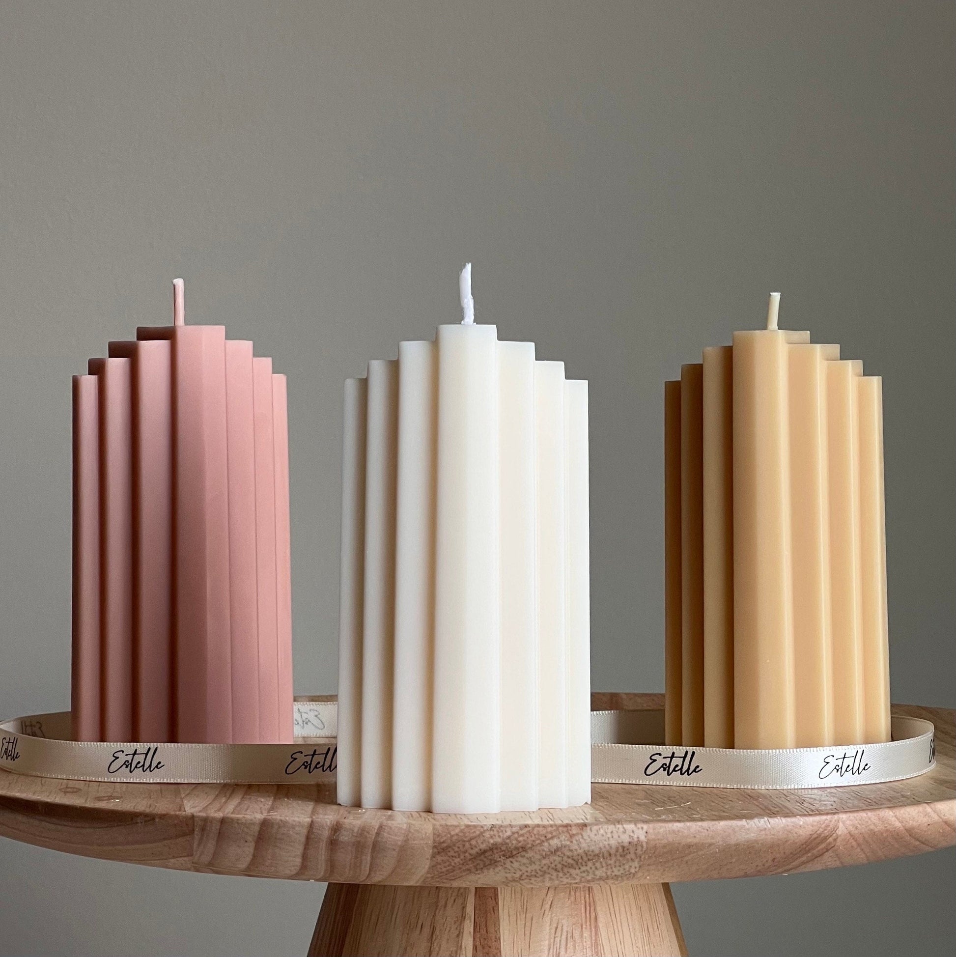 Geometric Soy Pillar Candle: Sculptural Home Decor