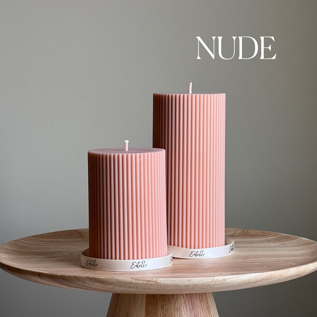 Ensemble de bougies piliers striées en cire de soja | non parfumées, décoratives