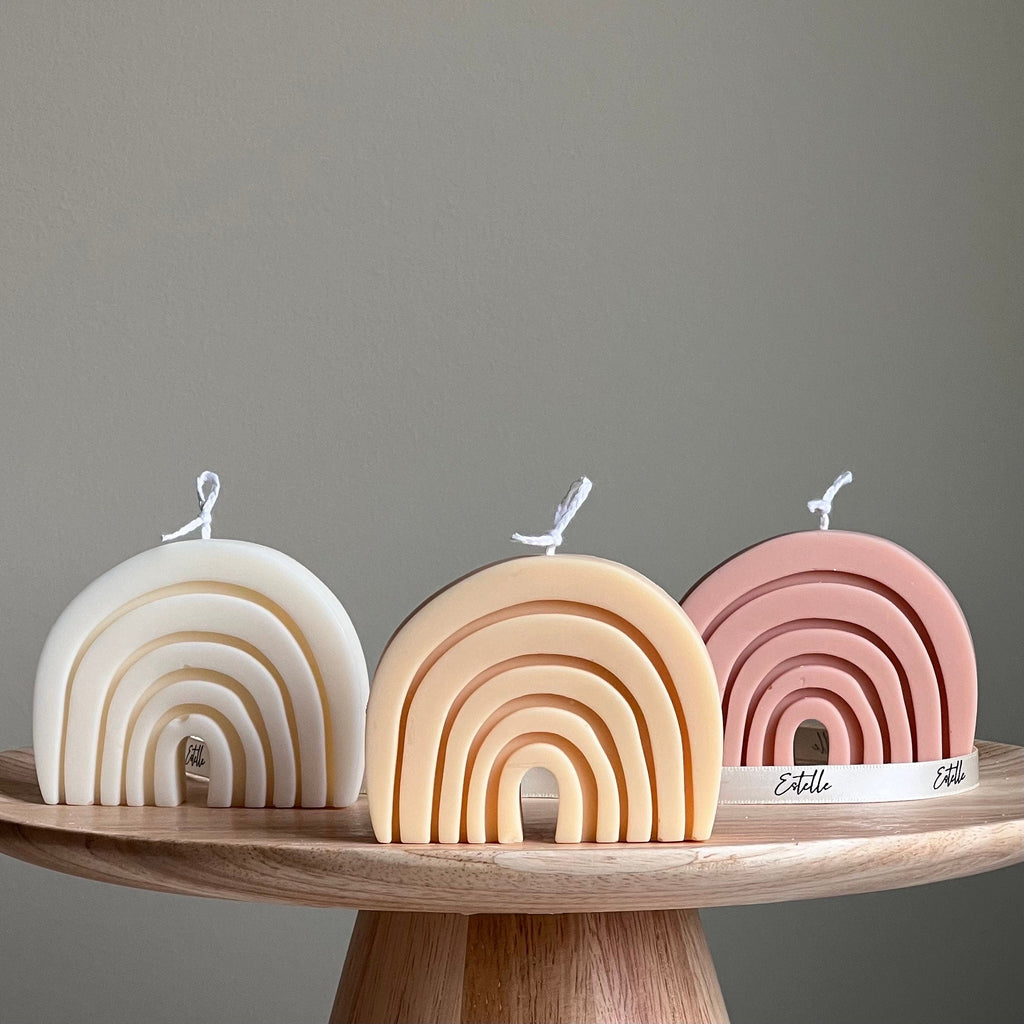 Rainbow Soy Wax Candle: Handmade Sculptural Home Decor