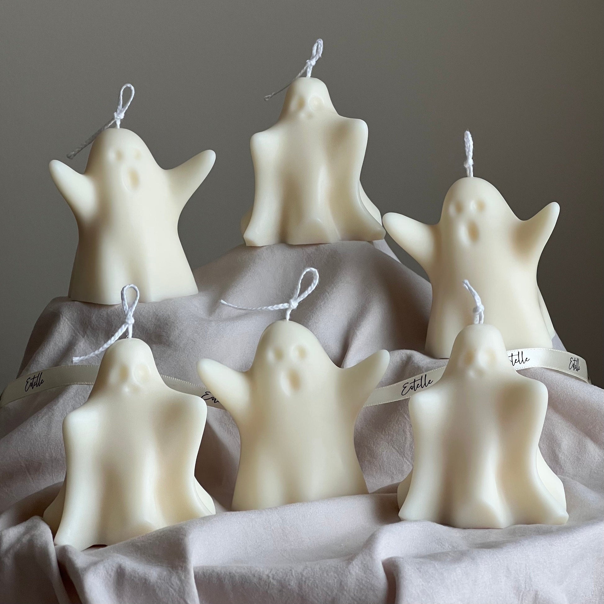 Handmade Halloween Ghost Candle: Sculptural Soy Wax Decor