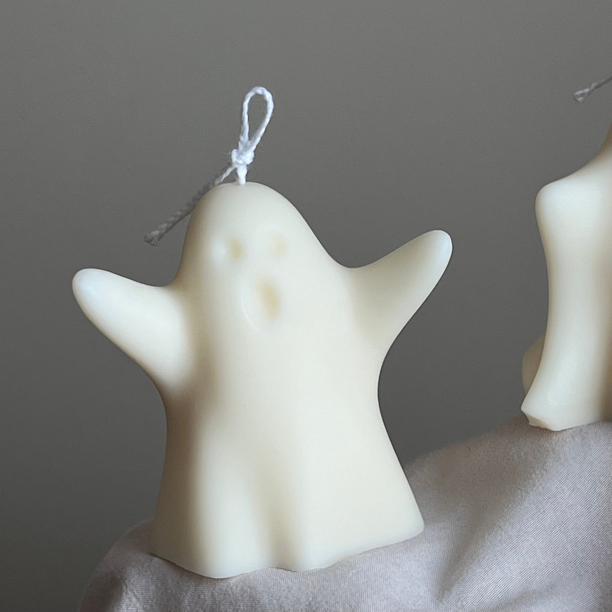 Handmade Halloween Ghost Candle: Sculptural Soy Wax Decor