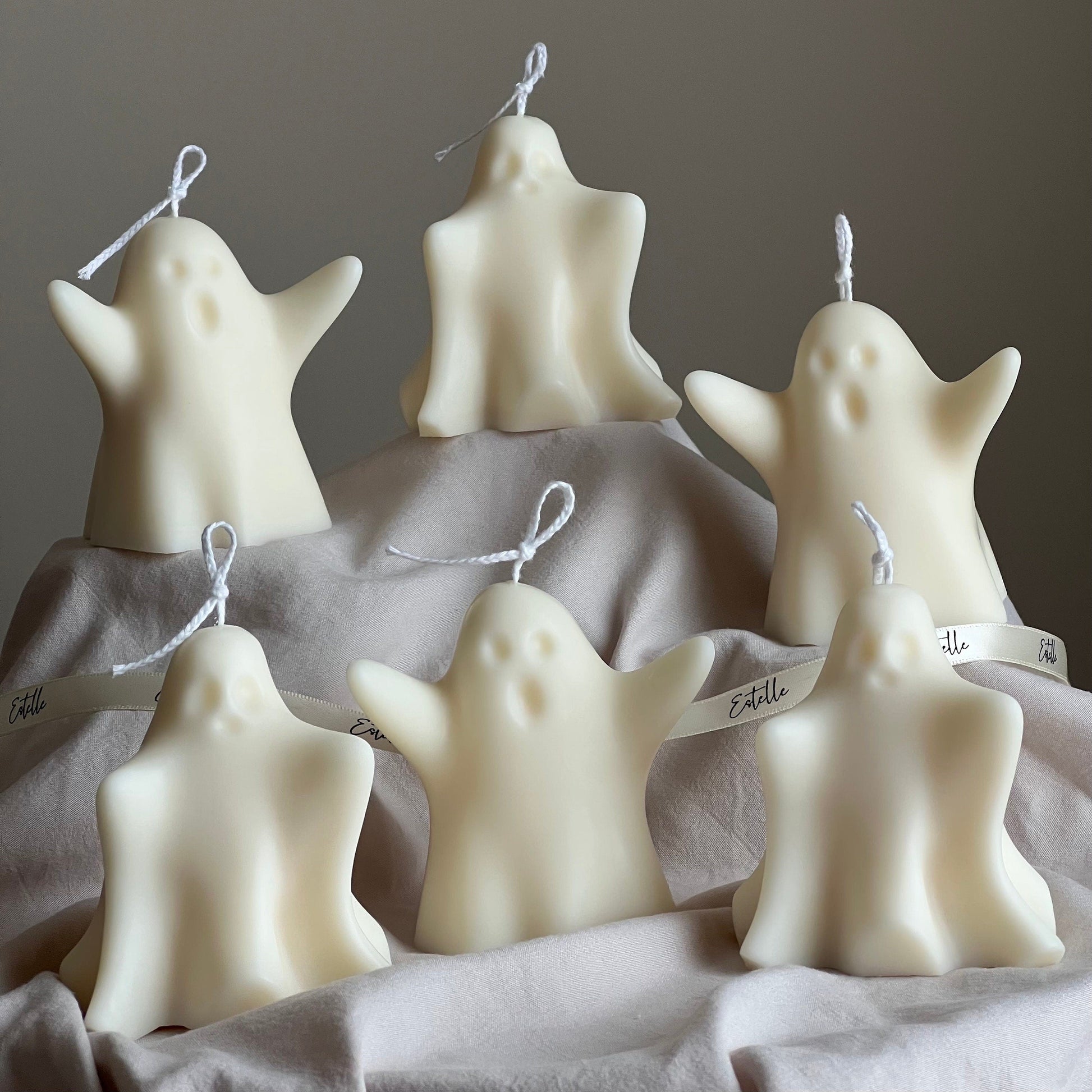 Handmade Halloween Ghost Candle: Sculptural Soy Wax Decor