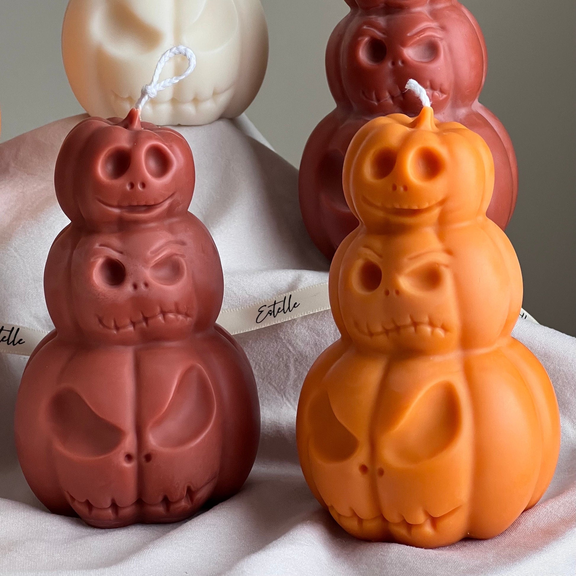 Hand Poured Halloween Pumpkin Candle: Sculptural Soy Wax Decor