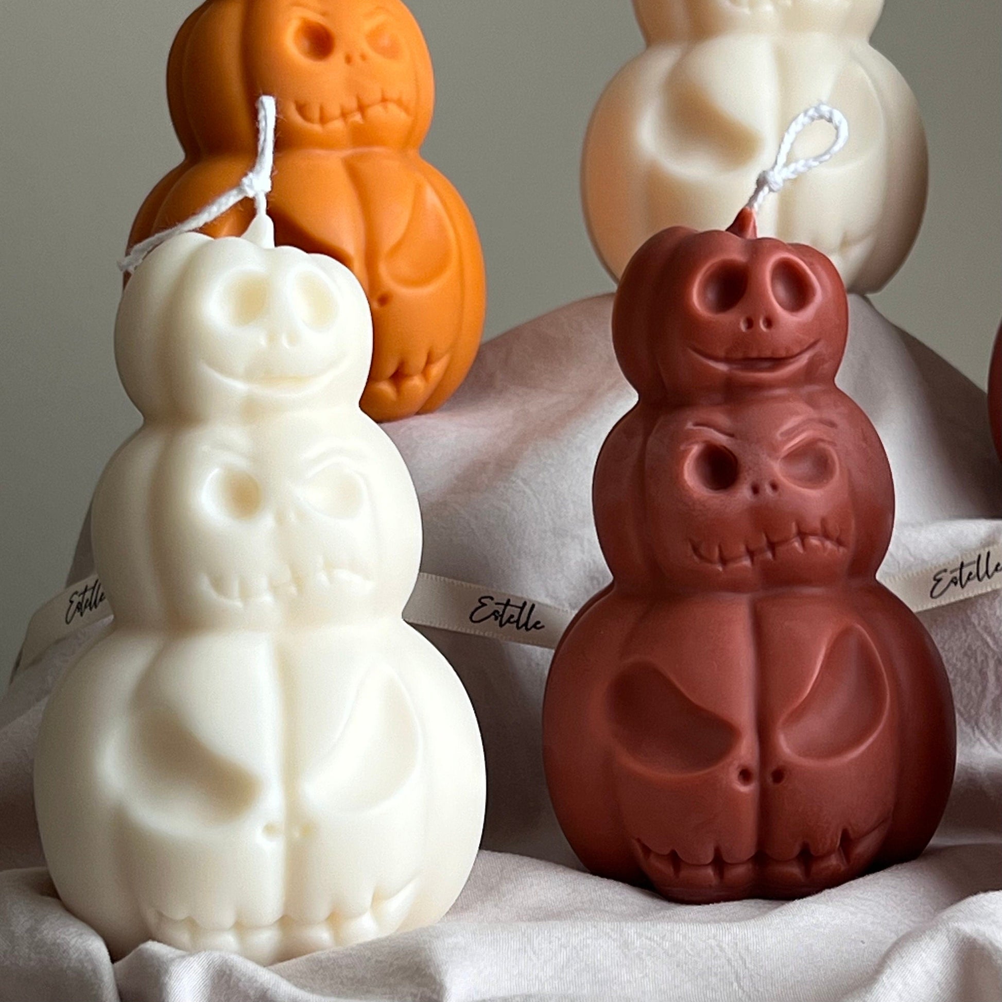 Hand Poured Halloween Pumpkin Candle: Sculptural Soy Wax Decor