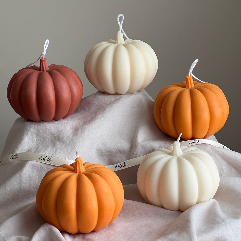 Large Pumpkin Candle: Hand-Poured Soy Wax, Autumn Decor