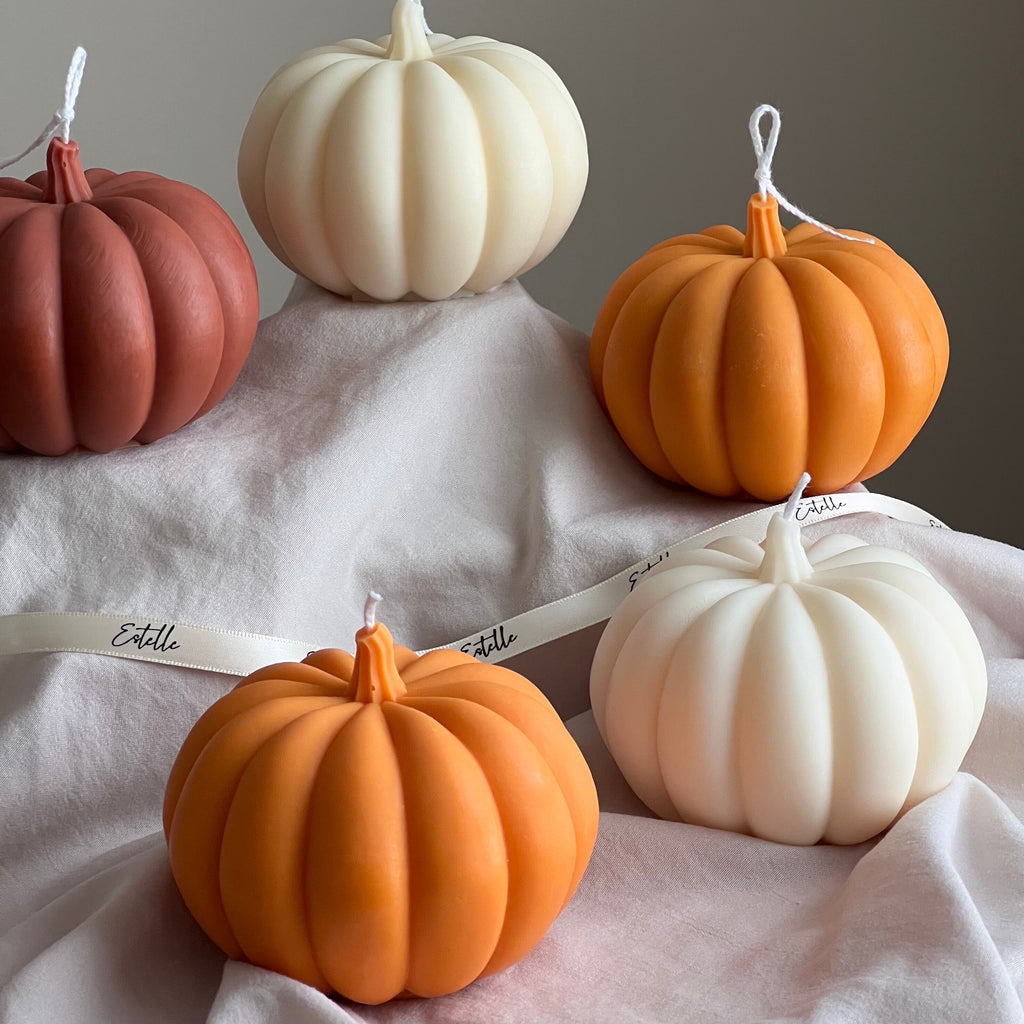 Large Pumpkin Candle: Hand-Poured Soy Wax, Autumn Decor