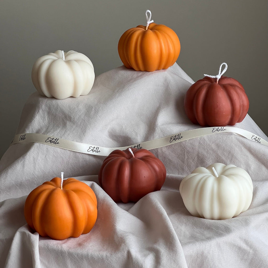 Handmade Autumn Pumpkin Soy Wax Candle: Halloween Decor