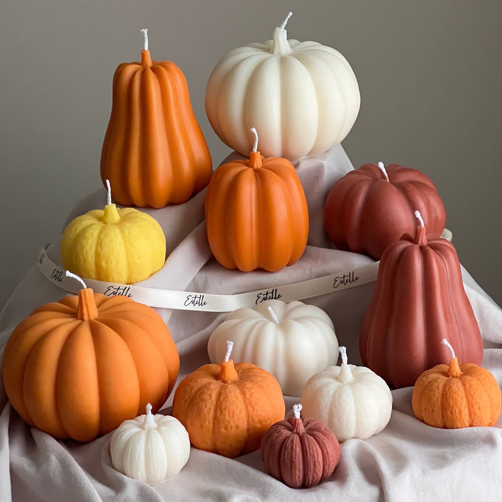Handmade Autumn Pumpkin Soy Wax Candle Set: Spooky Home Decor