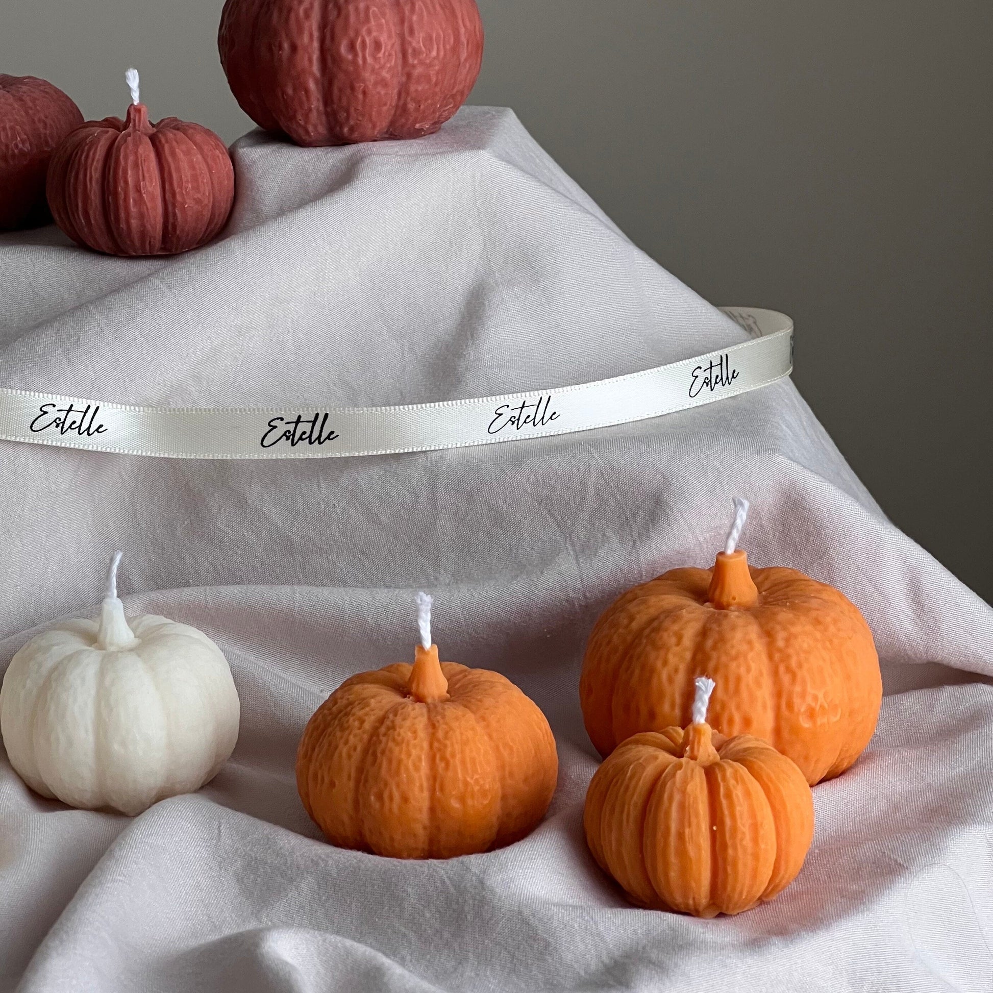 Handmade Pumpkin Soy Wax Candle Set: Autumn Decor